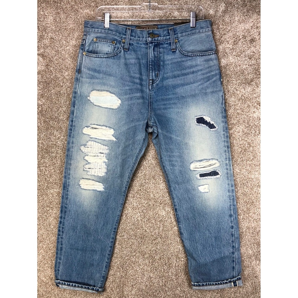 J. Crew Medium Wash Distressed Straight Leg Jeans